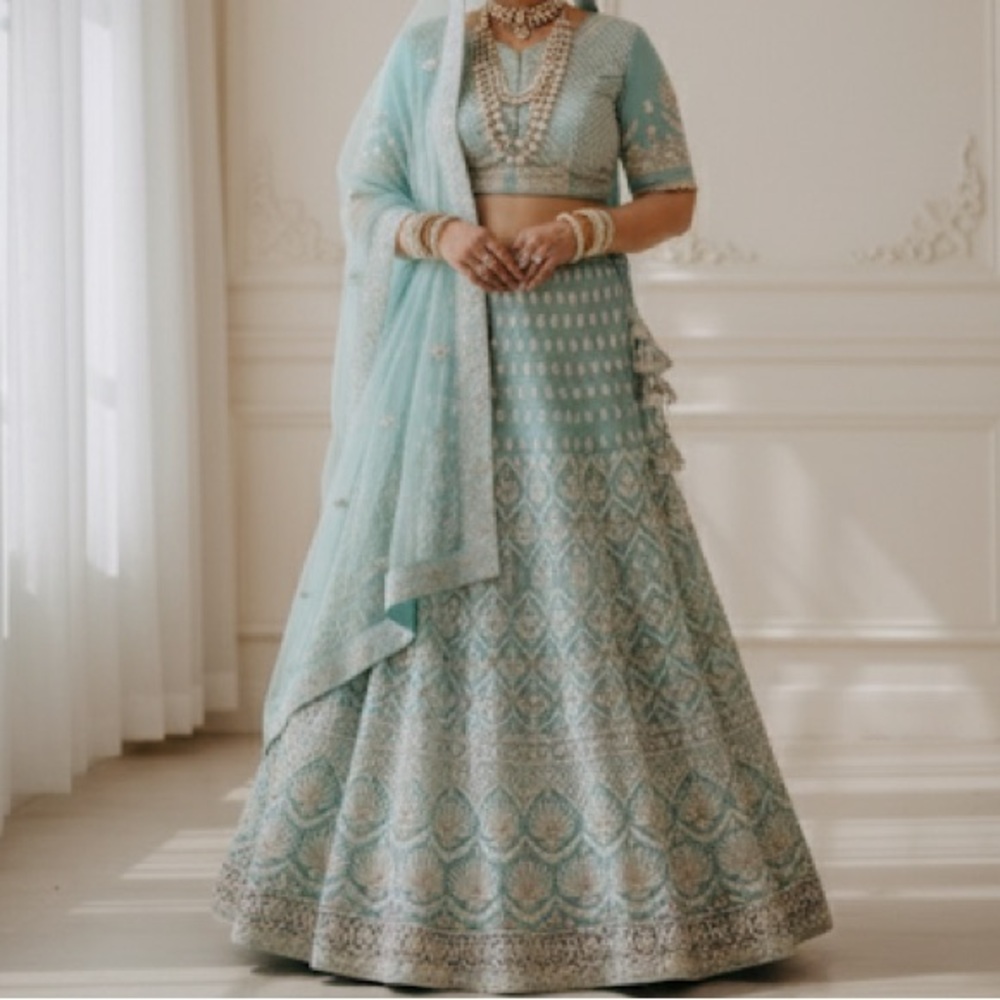 Turquoise Blue Lehenga (3-PC)